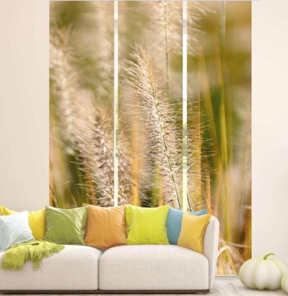 Flächenvorhang Spätsommergras 3er Set, Schiebegardine, Schiebegardinen, blickdicht, Flächenvorhang blickdicht, Schiebevorhang,